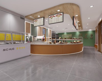 现代甜品面包店3D模型下载